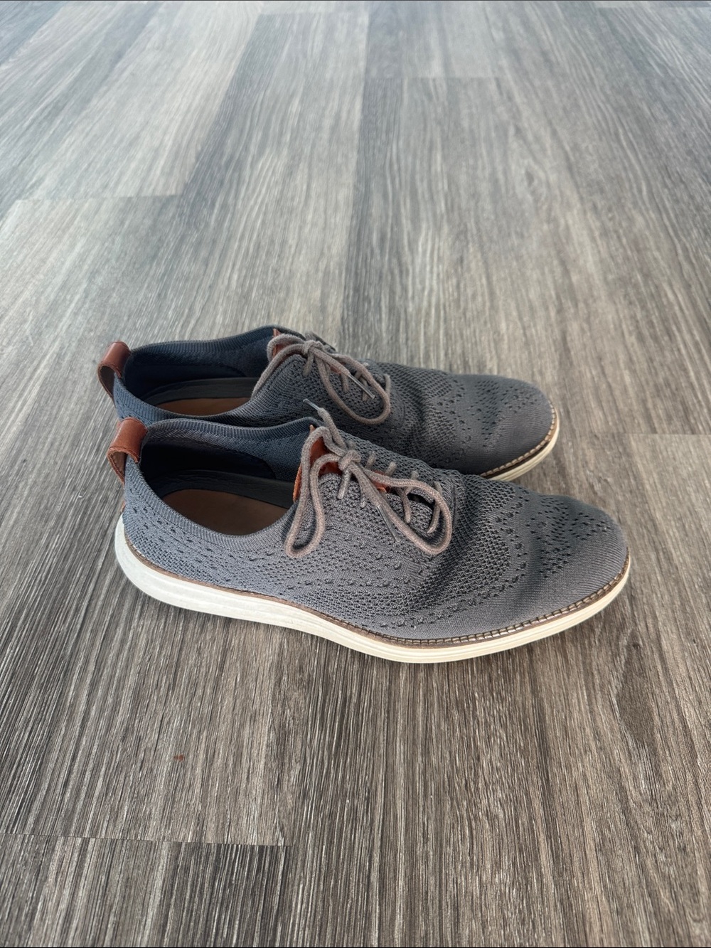 Cole Haan Gray Knit Derby with Brown Accents